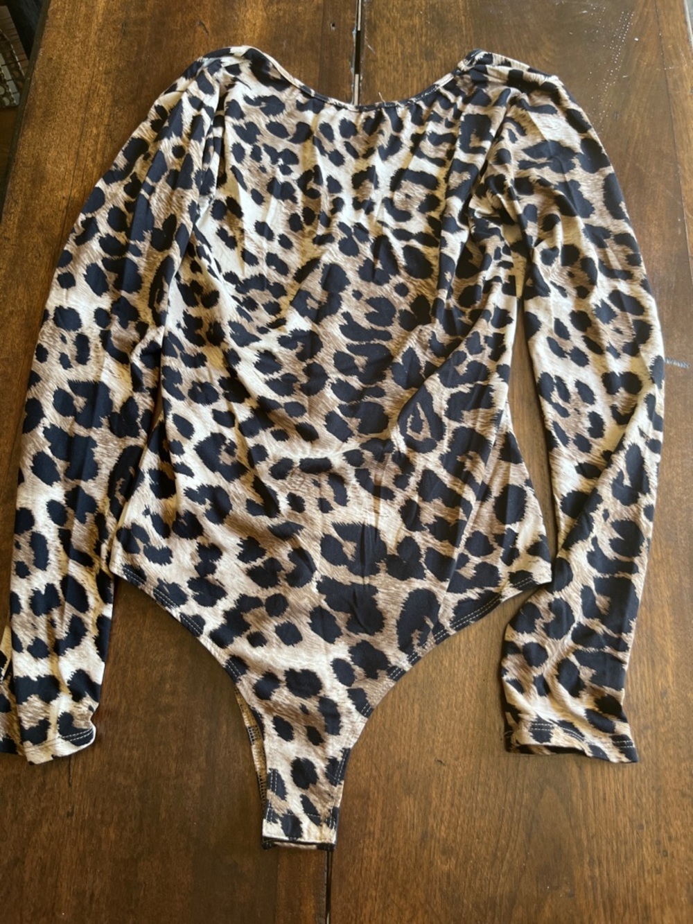 Leopard Print Long Sleeve Bodysuit - Black & Tan
